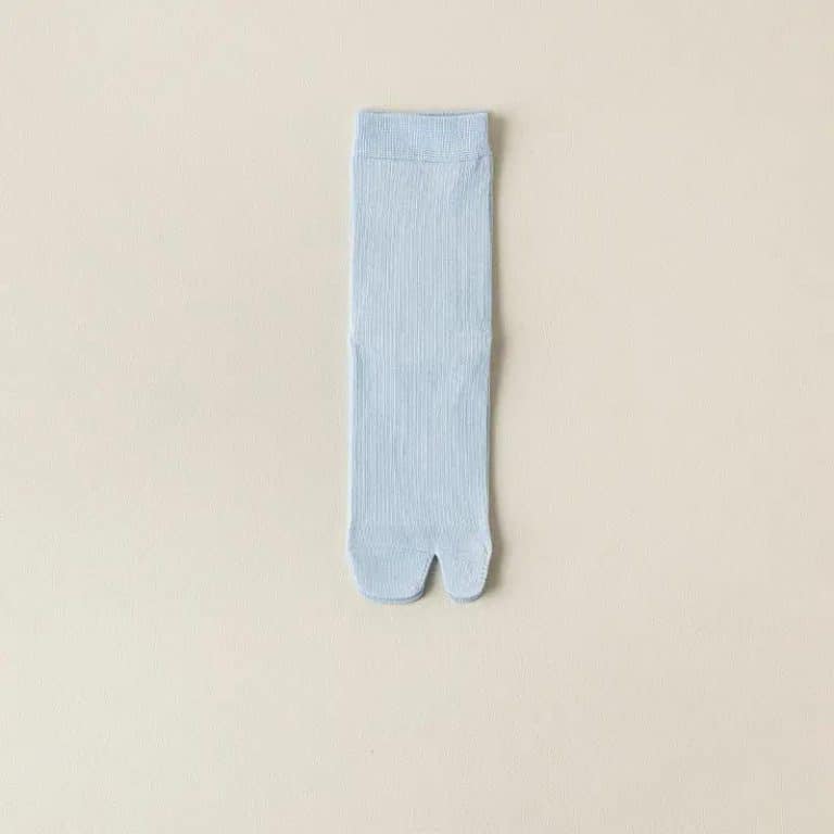 Chaussettes Tabi japonaises en coton mi-mollet - Bleu Ciel