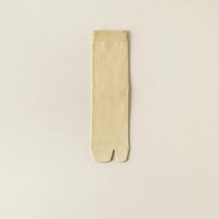 Chaussettes Tabi japonaises en coton mi-mollet - Jaune Clair