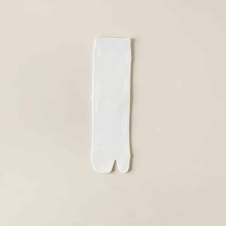 Chaussettes Tabi japonaises en coton mi-mollet - Blanc