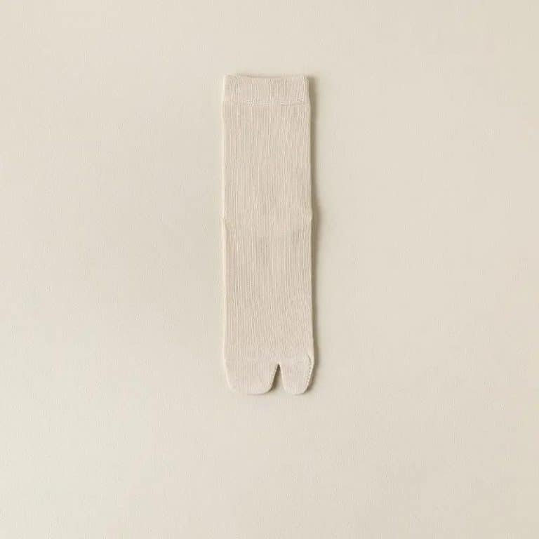 Chaussettes Tabi japonaises en coton mi-mollet - Beige