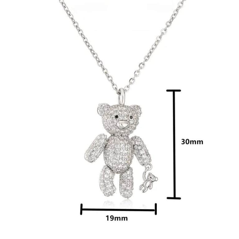 Collier d’ourson pavé de zircones cubiques scintillantes