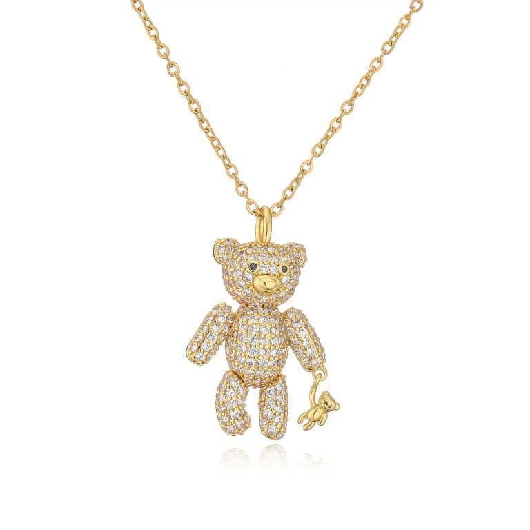 Collier d’ourson pavé de zircones cubiques scintillantes