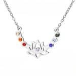 Collier pierre de chakra avec pendentif en fleur de lotus - Argent