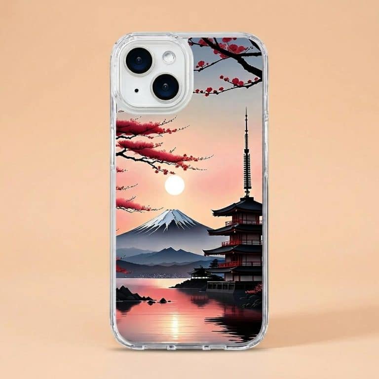 Coque de Protection pour Iphone avec Motifs de Paysages Japonais du Mont Fuji - 6 - picture 2356