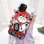 Coque-de-Telephone-avec-Motif-de-Chat-Porte-bonheur-Maneki-neko-Japonais-galerie-4461