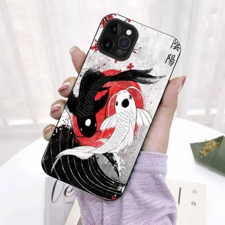 Coque-pour-Iphone-avec-Motifs-de-Carpes-koi-Yin-yang-dans-un-Style-Japonais-galerie-1129