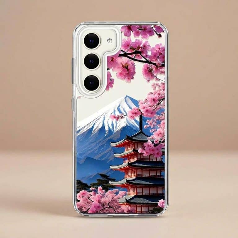 Coque-pour-Samsung-Galaxy-avec-Motif-de-Paysage-Japonais-Pagode-et-Mont-Fuji-picture-9899