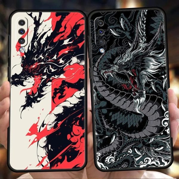 Coque pour smartphone avec motifs de dragon japonais en plusieurs coloris