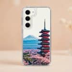 Coque-pour-Telephone-Samsung-Dun-Paysage-Japonais-avec-Pagode-Mont-Fuji-et-Cerisiers-picture-5232
