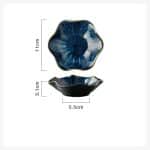 Coupelle à sauce en céramique japonaise avec motif floral en relief - Bleu Foncé