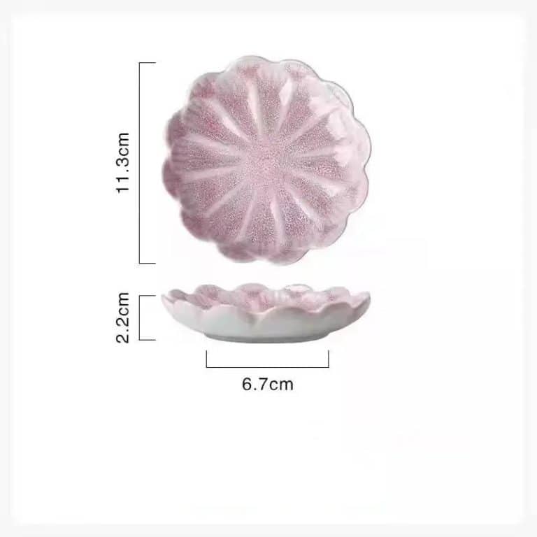 Coupelle à sauce en céramique japonaise avec motif floral en relief - Rose Glacé