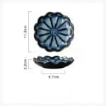 Coupelle à sauce en céramique japonaise avec motif floral en relief - Bleu Clair