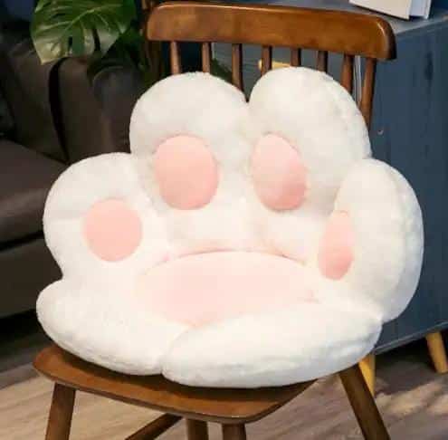Coussin de chaise en forme de patte de chat dans L’esprit Kawaii - Blanc