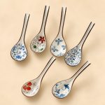 Cuillere-a-Soupe-Japonaise-en-Ceramique-Ornee-de-Decors-Floraux-et-Naturels-picture-5958