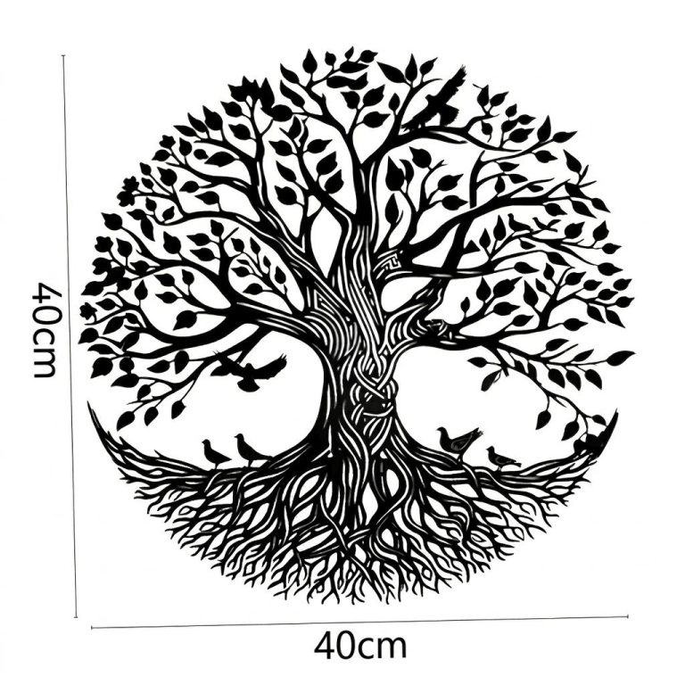Decoration-Murale-Darbre-de-vie-en-Metal-Noir-mat-Ajoure-technique-9775