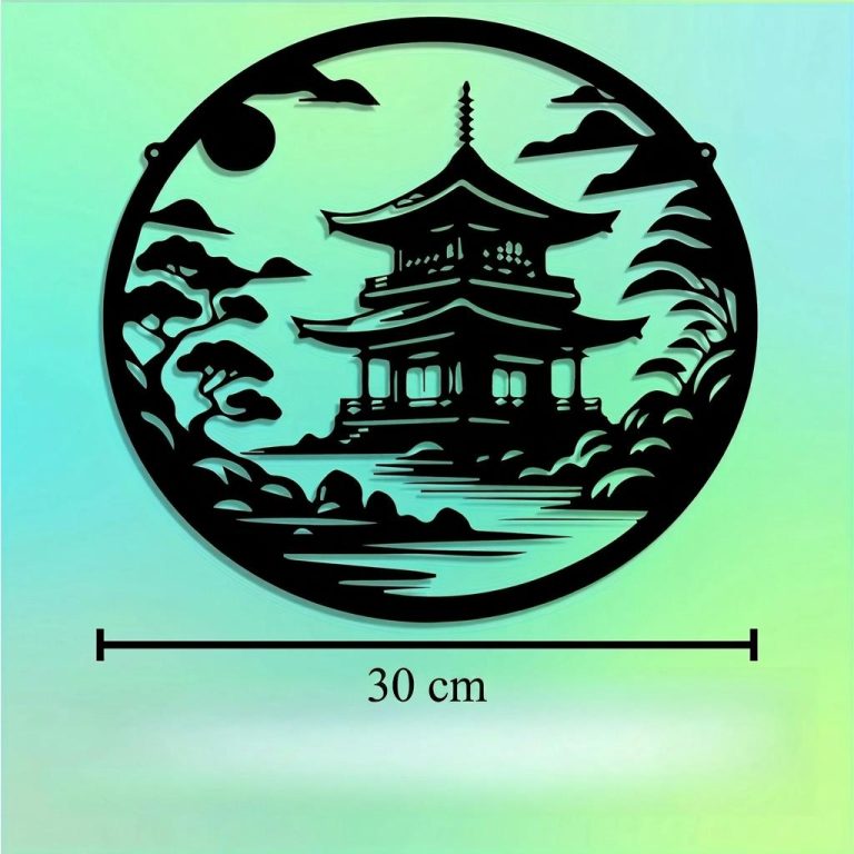 Decoration-Murale-Japonaise-en-Metal-Ajoure-de-Pagode-technique-5730