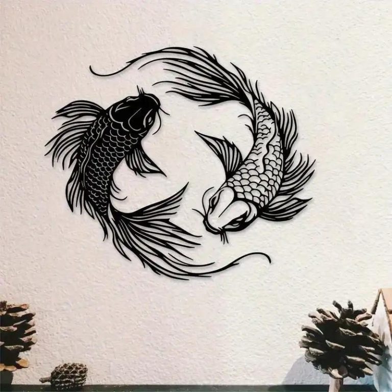 Decoration-Murale-Japonaise-en-Metal-a-Motifs-de-Poissons-Koi-galerie-9890
