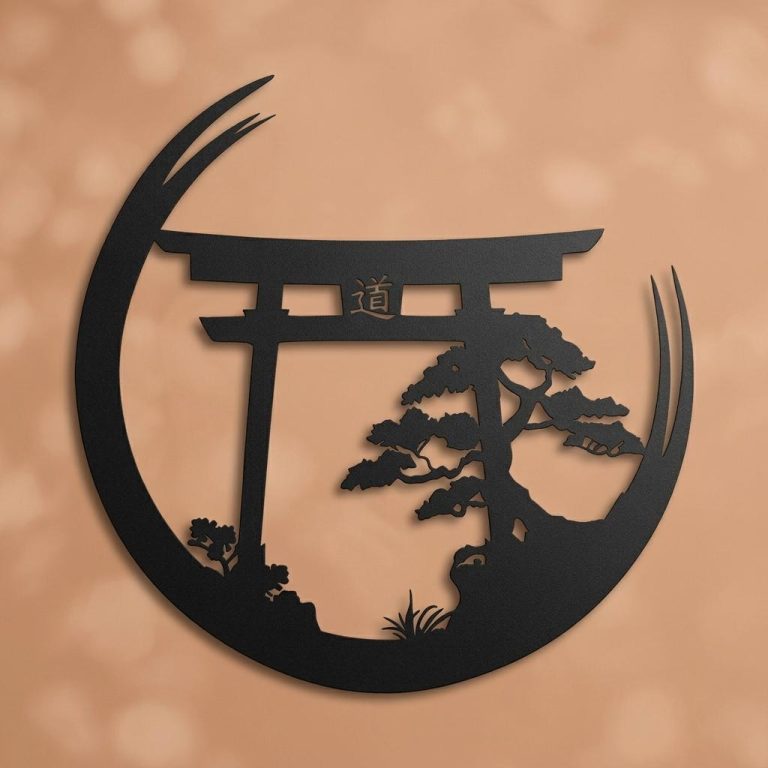Decoration-Murale-Japonaise-en-Metal-avec-Torii-et-Bonsai-Ajoures-picture-1520-1