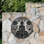 Decoration-Murale-de-Bouddha-en-Metal-Noir-mat-avec-Motifs-de-Lotus-galerie-9515