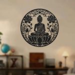 Decoration-Murale-de-Bouddha-en-Metal-Noir-mat-avec-Motifs-de-Lotus-picture-8459