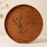Grand-Plateau-en-Bois-a-Motif-Floral-Grave-Style-Japonais-picture-8790