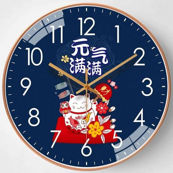Horloge murale design de chat Maneki-Neko décorative