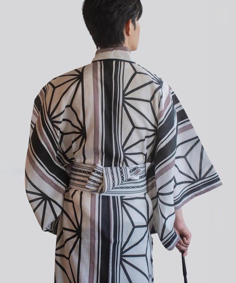 Kimono Japonais Homme en Coton a Motifs Geometriques