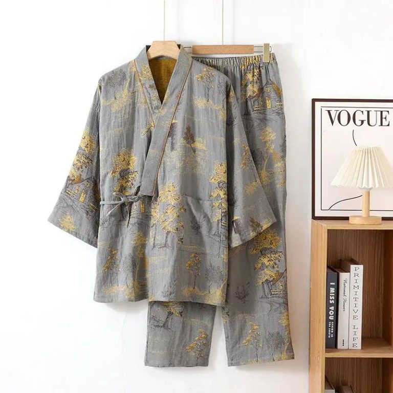 Kimono-Pyjama-Japonais-en-Coton-a-Motifs-de-Paysages-et-Pavillons-Traditionnels-galerie-2608