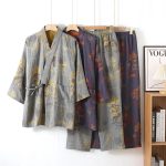 Kimono-Pyjama-Japonais-en-Coton-a-Motifs-de-Paysages-et-Pavillons-Traditionnels-galerie-4968