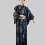 Kimono Traditionnel Japonais pour Homme a Motifs de Rayures Bleues