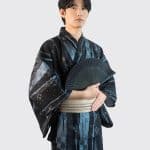 Kimono Traditionnel Japonais pour Homme a Motifs de Rayures Bleues