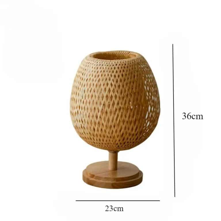 Lampe rotin bambou à abat-jour ajouré tressé à la main - Forme Sphérique