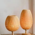 Lampe rotin bambou à abat-jour ajouré tressé à la main