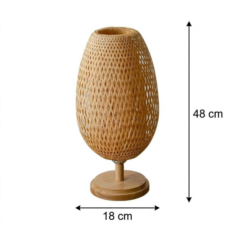 Lampe rotin bambou à abat-jour ajouré tressé à la main