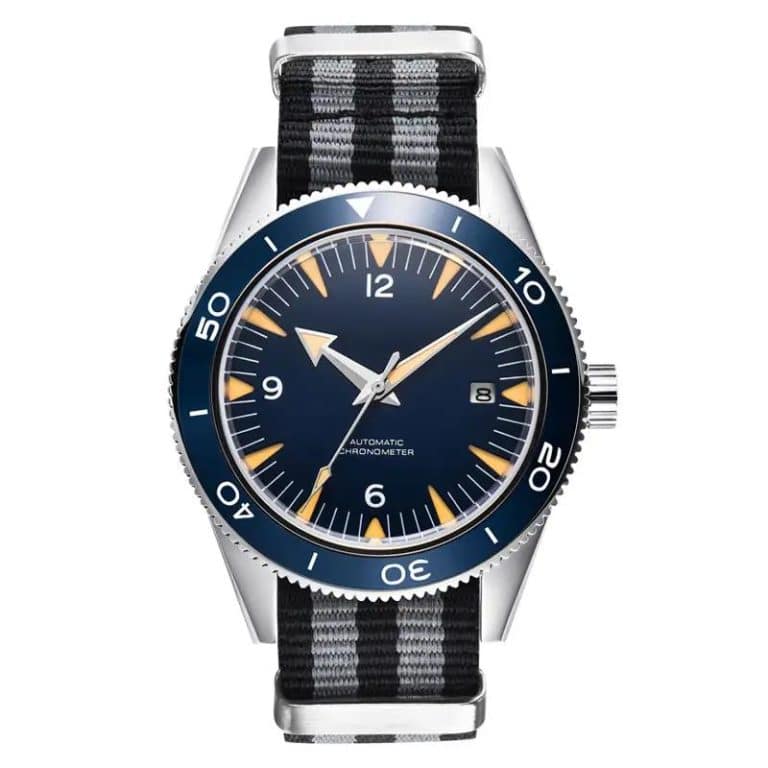 Montre de plongée automatique homme avec mouvement japonais - Bleu Lunette Noire