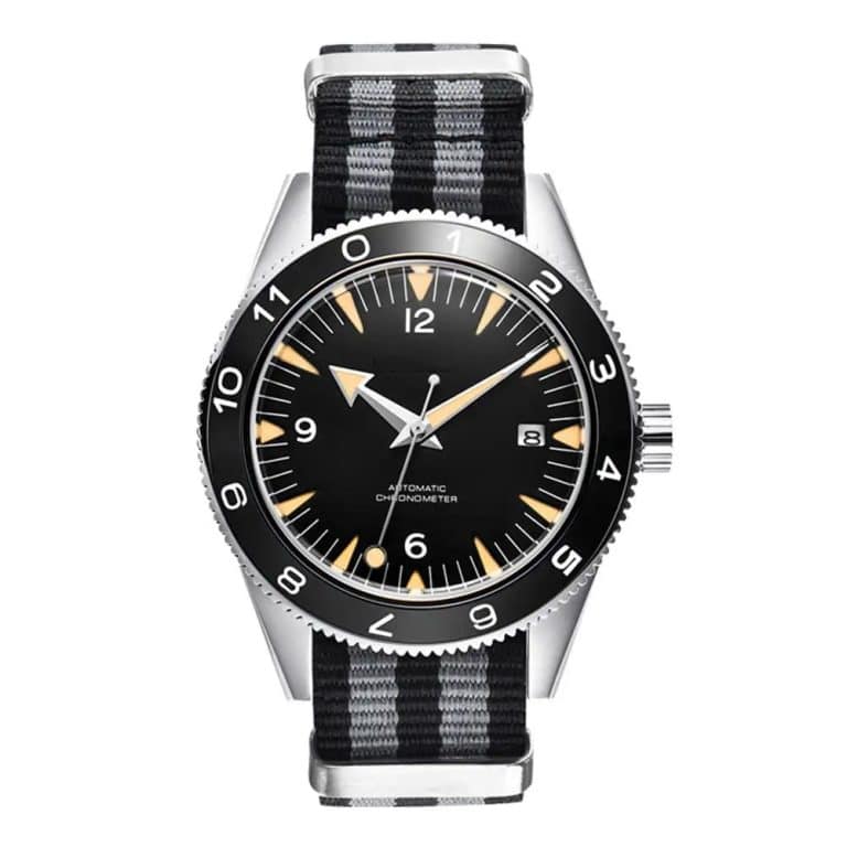 Montre de plongée automatique homme avec mouvement japonais - Noir Lunette Noire