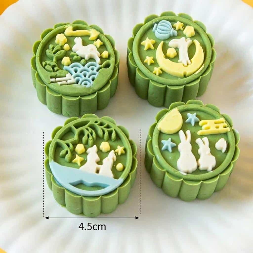 Mooncake moule à presse manuelle et tampons décoratifs interchangeables