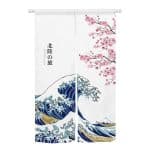 Noren japonais en lin à motifs de la Grande Vague