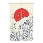 Noren japonais en lin à motifs de la Grande Vague - 90x180 cm, Grande Vague Minimaliste