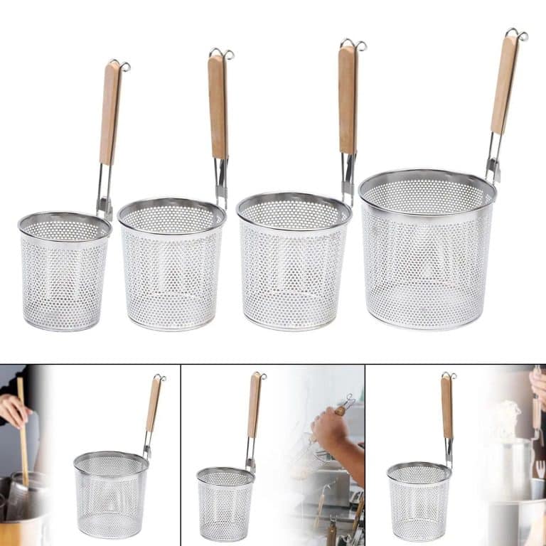 Panier à nouilles en métal perforé avec poignées en bois - 19cm