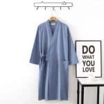 Peignoir de Bain pour Femme en Coton Style Kimono a col Chale Croise
