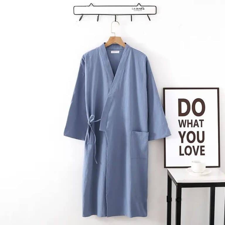 Peignoir de Bain pour Femme en Coton Style Kimono a col Chale Croise
