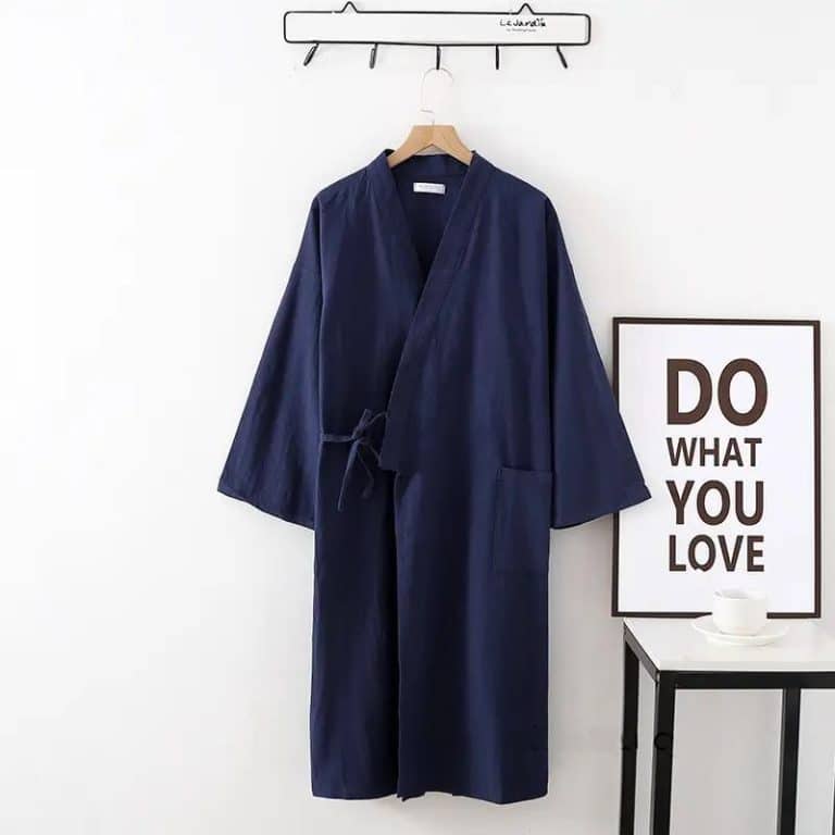 Peignoir de Bain pour Femme en Coton Style Kimono a col Chale Croise