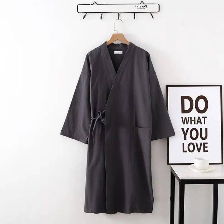 Peignoir de Bain pour Femme en Coton Style Kimono a col Chale Croise