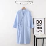 Peignoir de Bain pour Femme en Coton Style Kimono a col Chale Croise