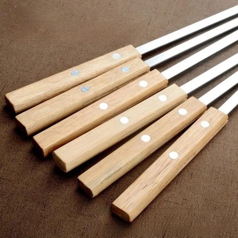 Piques-a-Brochettes-Inox-Plates-avec-Manche-en-Bois-en-lot-de-6-galerie-2484