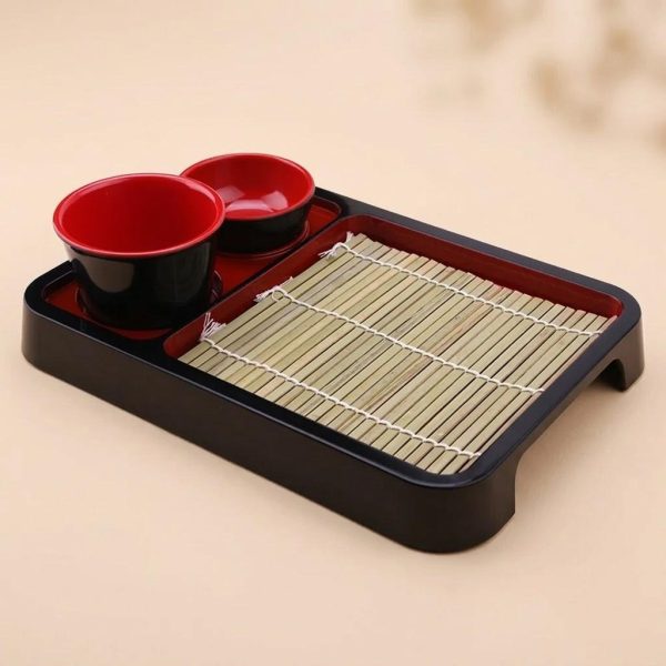 Plateau à zaru soba pour nouilles froides avec napperon en bambou
