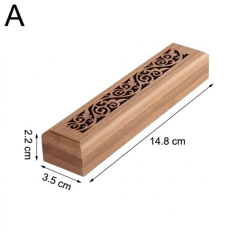 Porte-encens japonais en bambou avec couvercle ajouré sculpté - Modèle Court