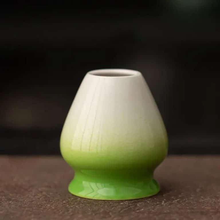 Porte-fouet à matcha en céramique émaillée - Blanc et Bleu