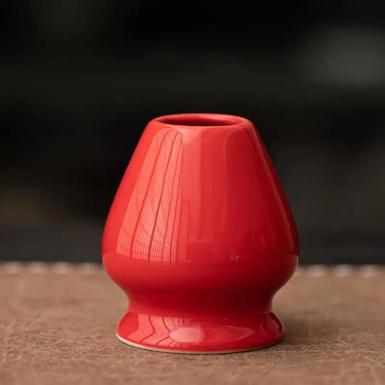 Porte-fouet à matcha en céramique émaillée - Rouge